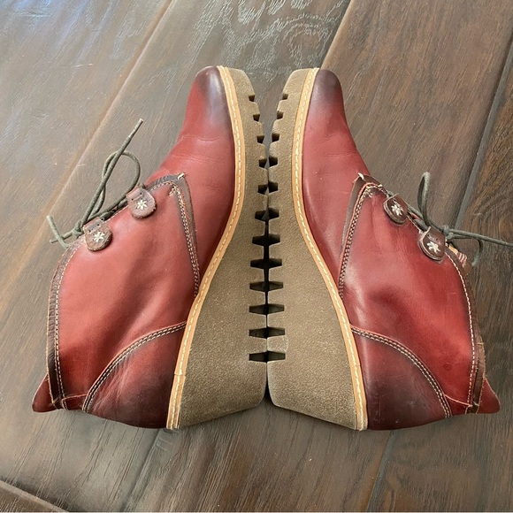 Pikolinos Women's Red Lace up Leather Upper Ankle Boots Size 41 is 10.5 or 11 - Picture 8 of 12